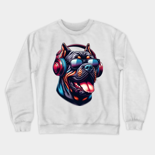 Cane Corso as Smiling DJ in Japanese Art Style Crewneck Sweatshirt by ArtRUs